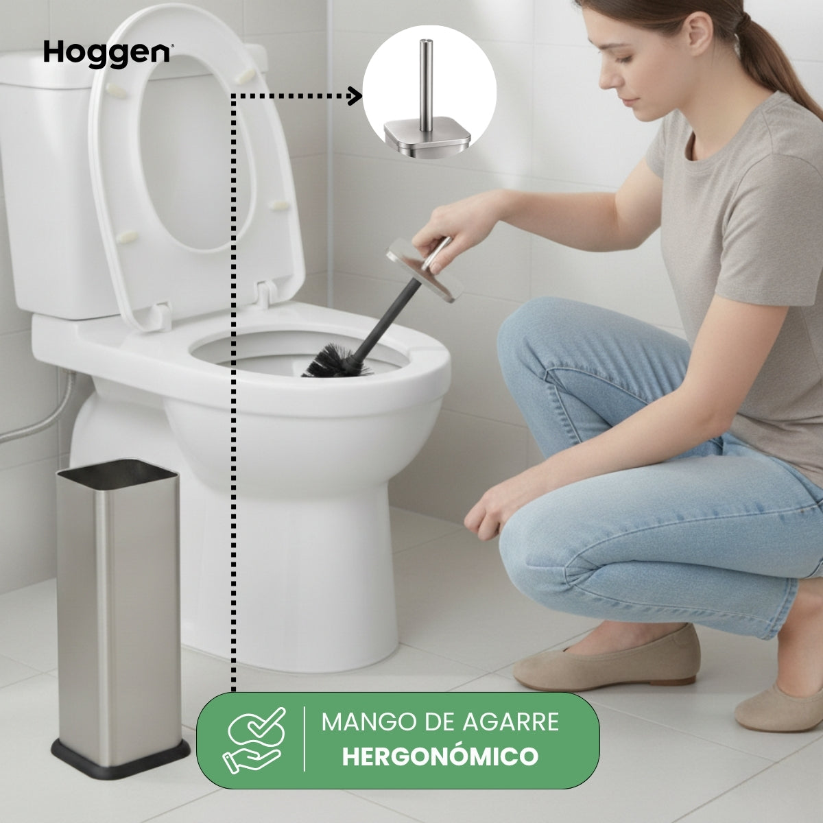 Escobilla Cuadrada de Acero Inoxidable con Base