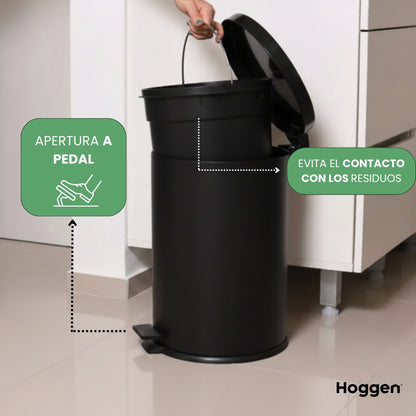 Set Cesto De Basura 5 Lts Y 20 Lts para Baño y Cocina Negro