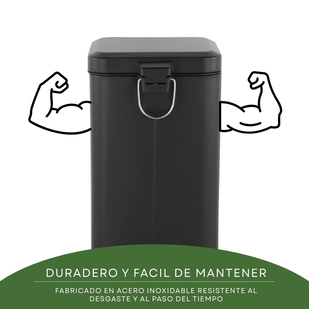 Tacho De Basura Cesto Residuo A Pedal Cuadrado 12 Lts Color Negro