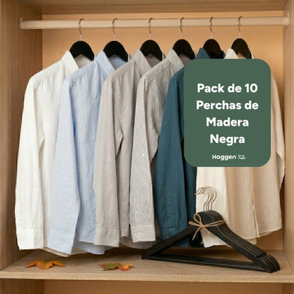 Perchas de Madera Negra x 10 Unidades