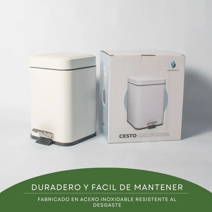 Combo Tachos De Basura Cesto Residuos Cuadrado Blanco Acero 3 Lts y 12 Lts Set Baño Hogar Oficina