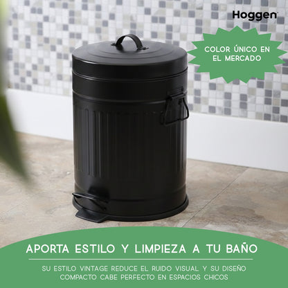 Cesto de Basura Redondo Negro Galvanizado 3 Lts