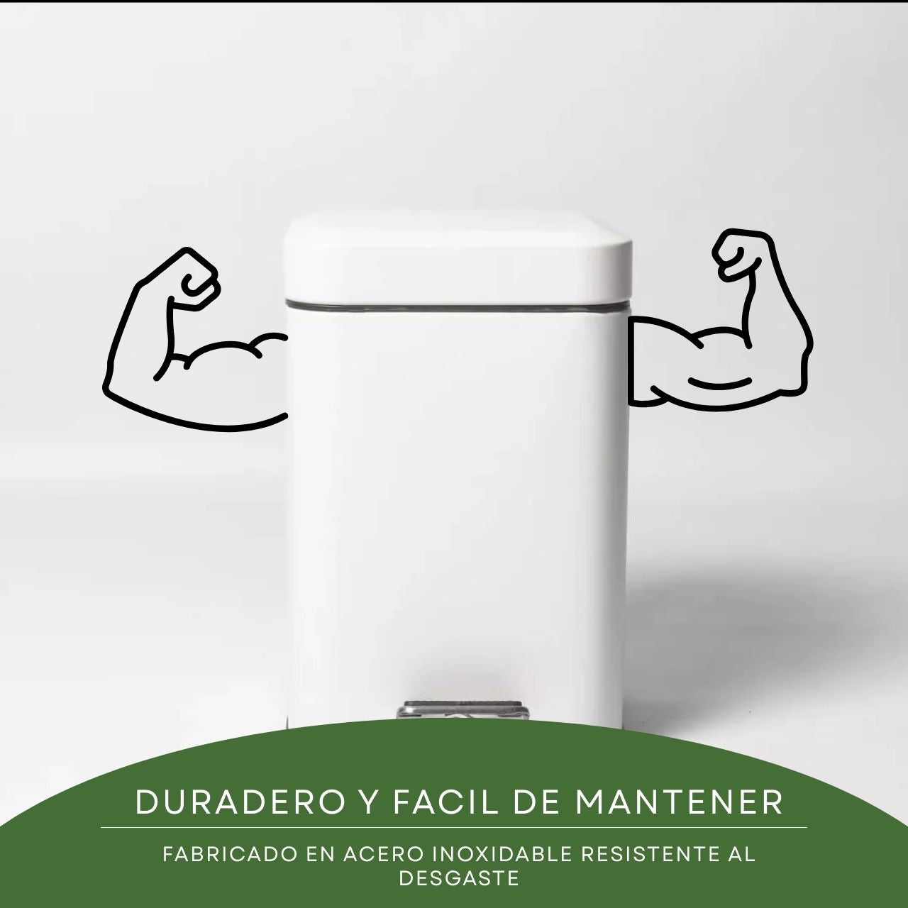 Tachos De Basura Cesto Residuos Cuadrado Blanco Acero 3 Lts