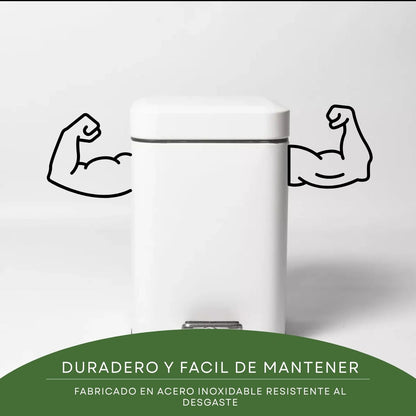 Tachos De Basura Cesto Residuos Cuadrado Blanco Acero 3 Lts