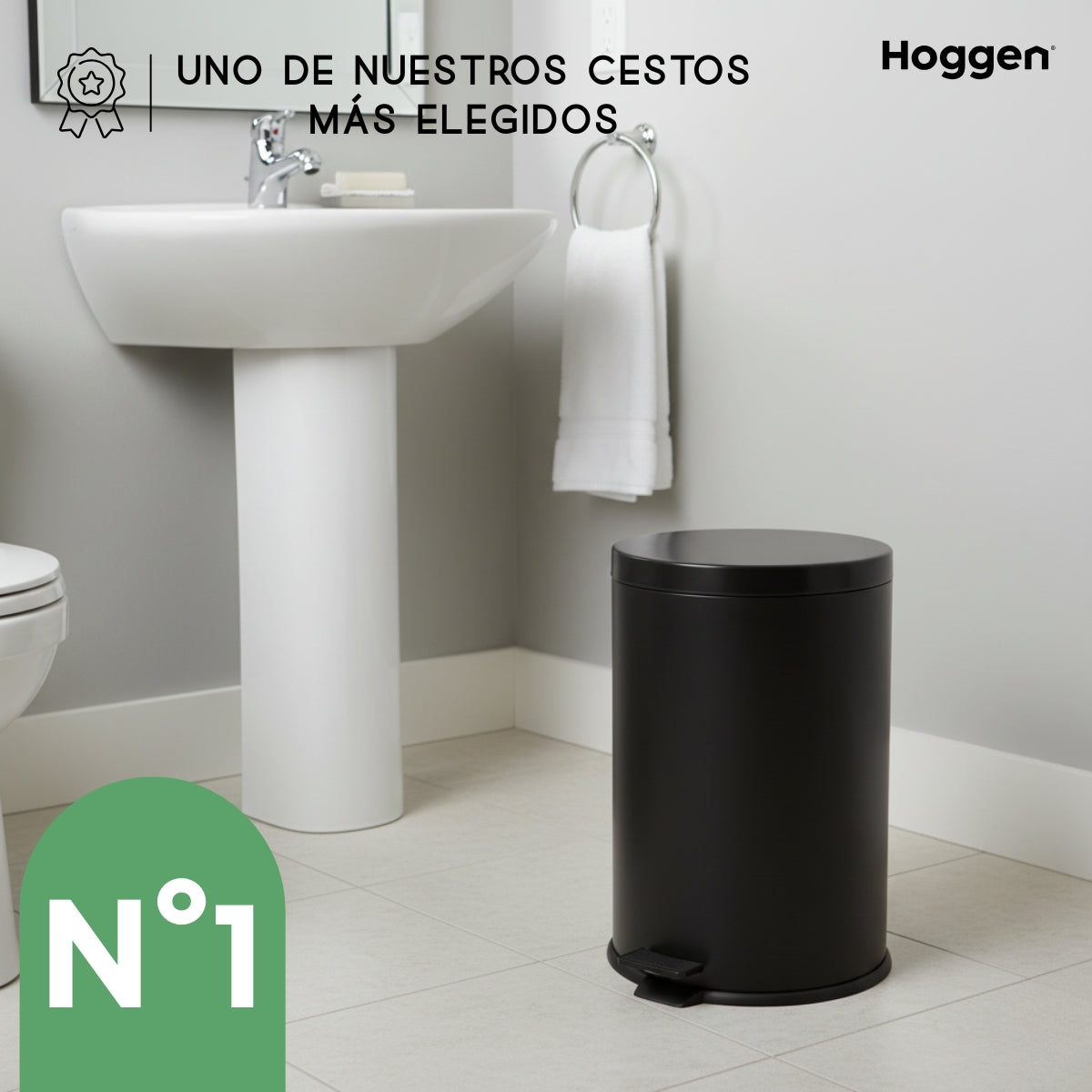 Cesto de Basura Acero Inoxidable Negro 12 Lts