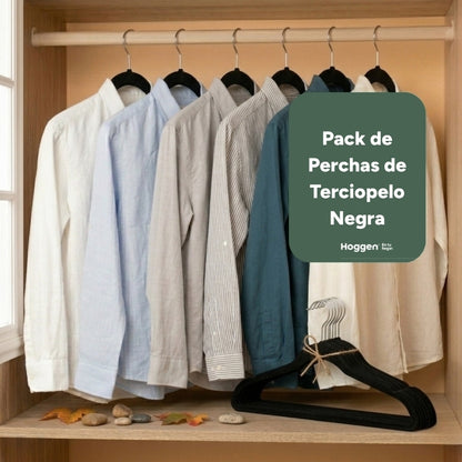 Perchas de Terciopelo Negro para Adultos X 100 Unidades