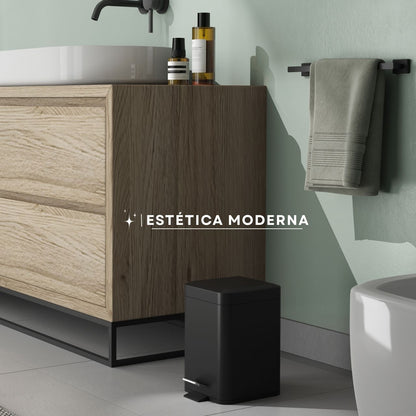 Tacho De Basura Cesto Residuo A Pedal Cuadrado 12 Lts Color Negro