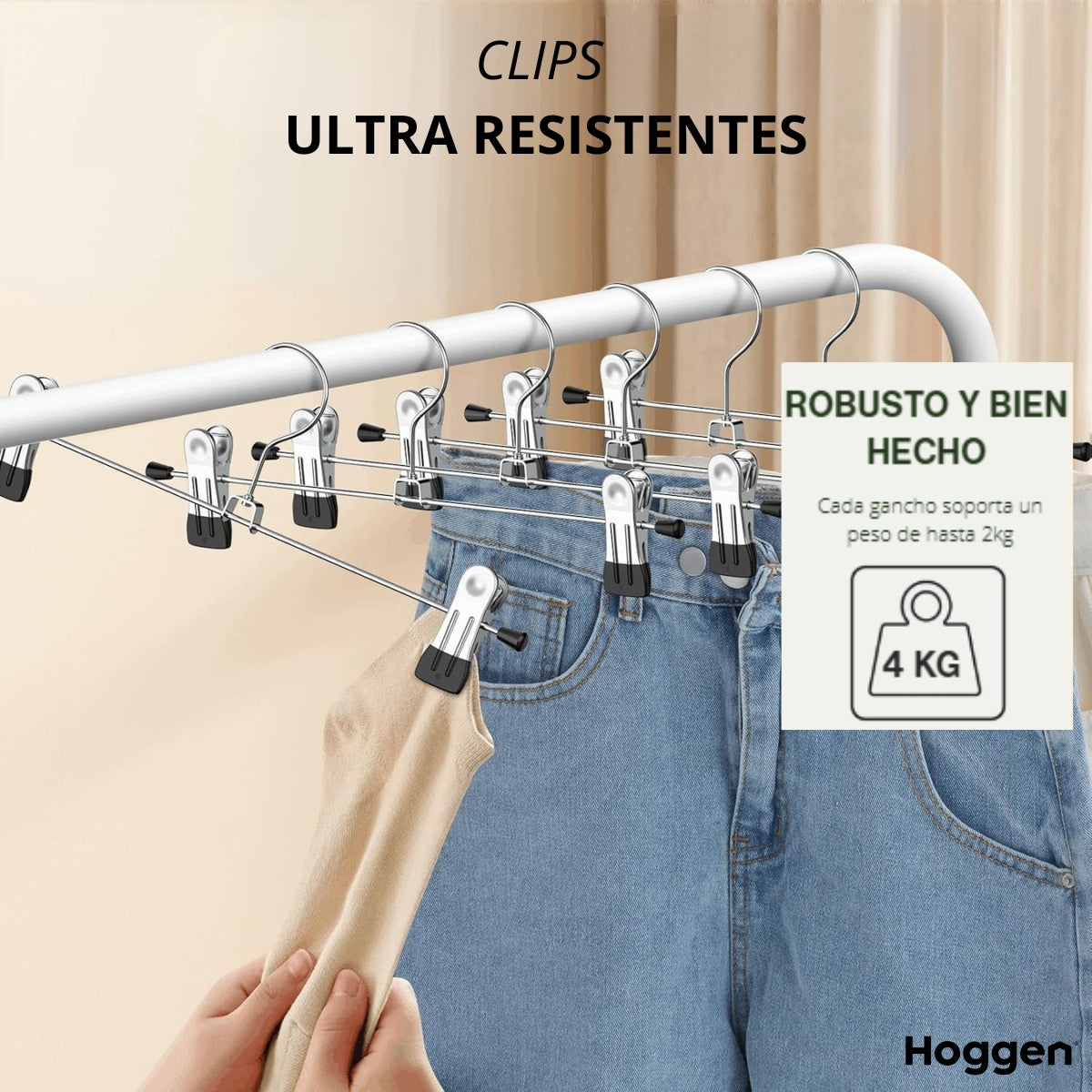 Perchas De Metal Reforzado con Broches Ajustables Pack x100