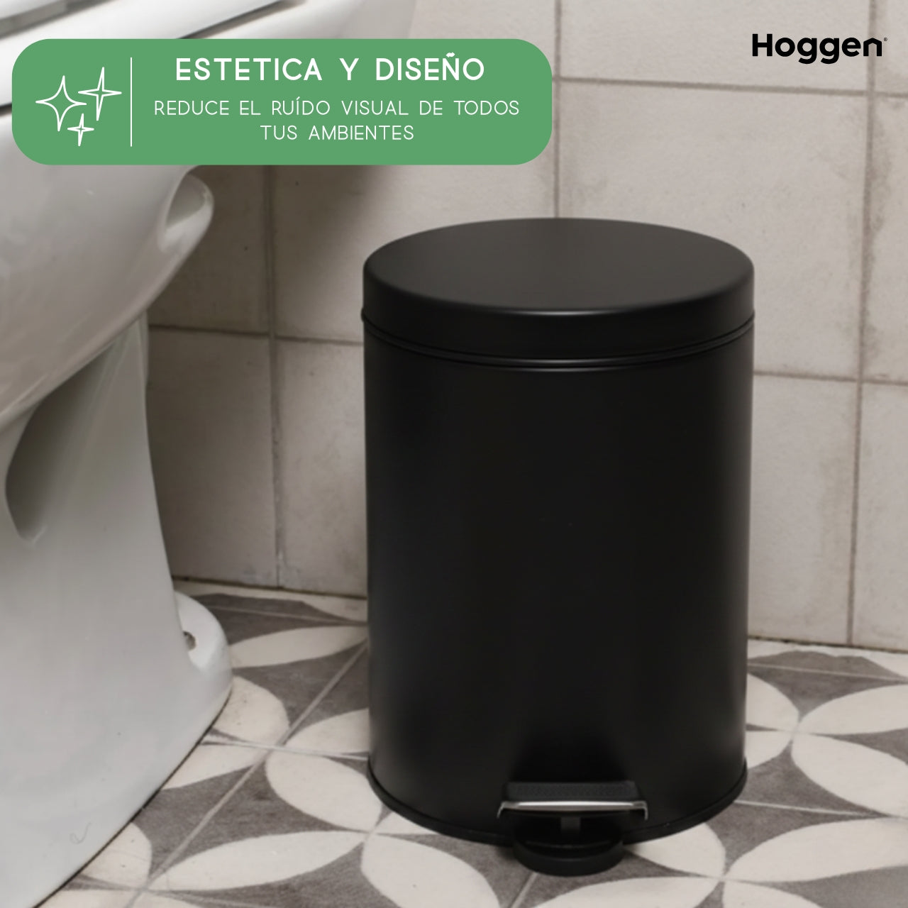 Cesto de Basura Acero Inoxidable Negro 3 Lts
