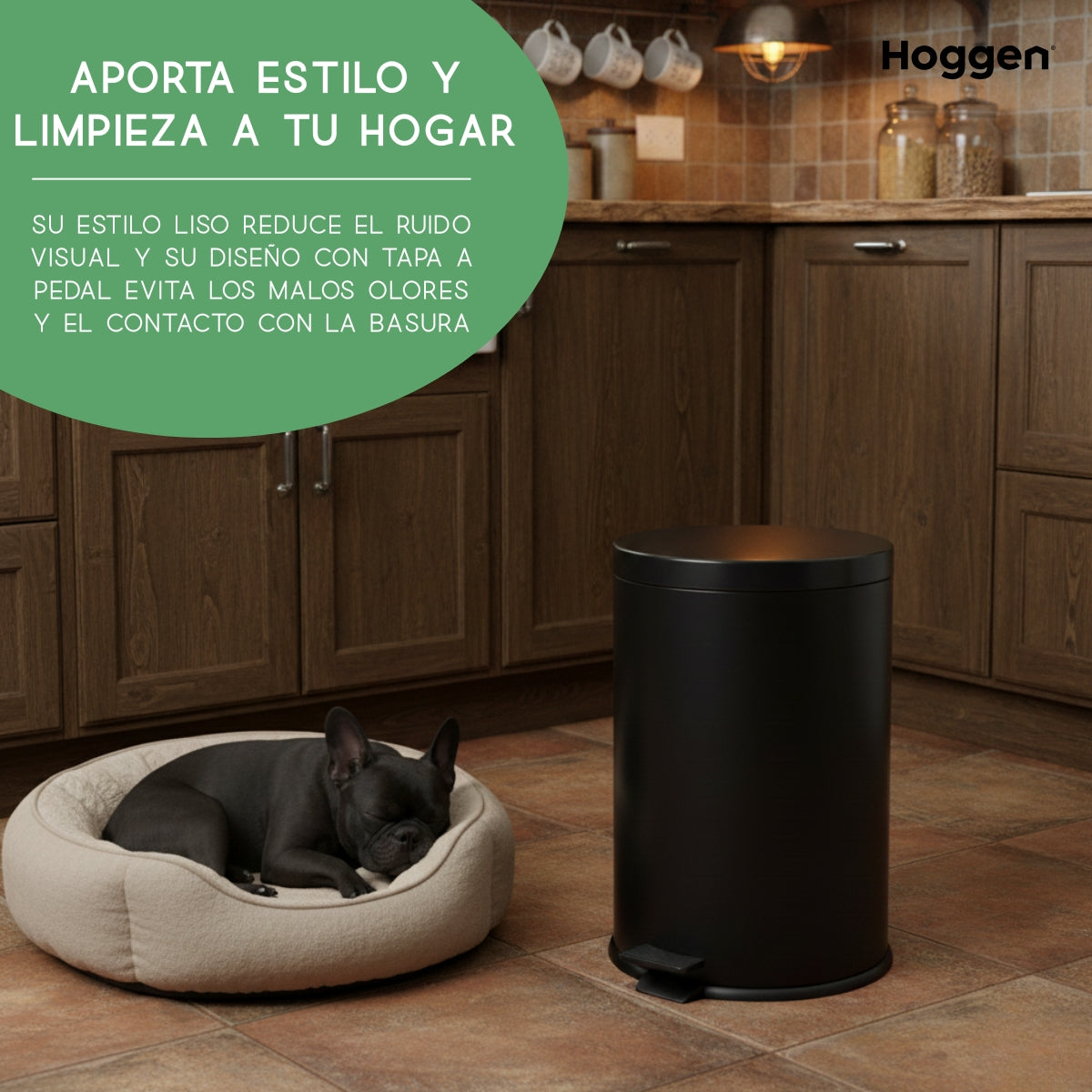 Cesto de Basura Acero Inoxidable Negro 12 Lts