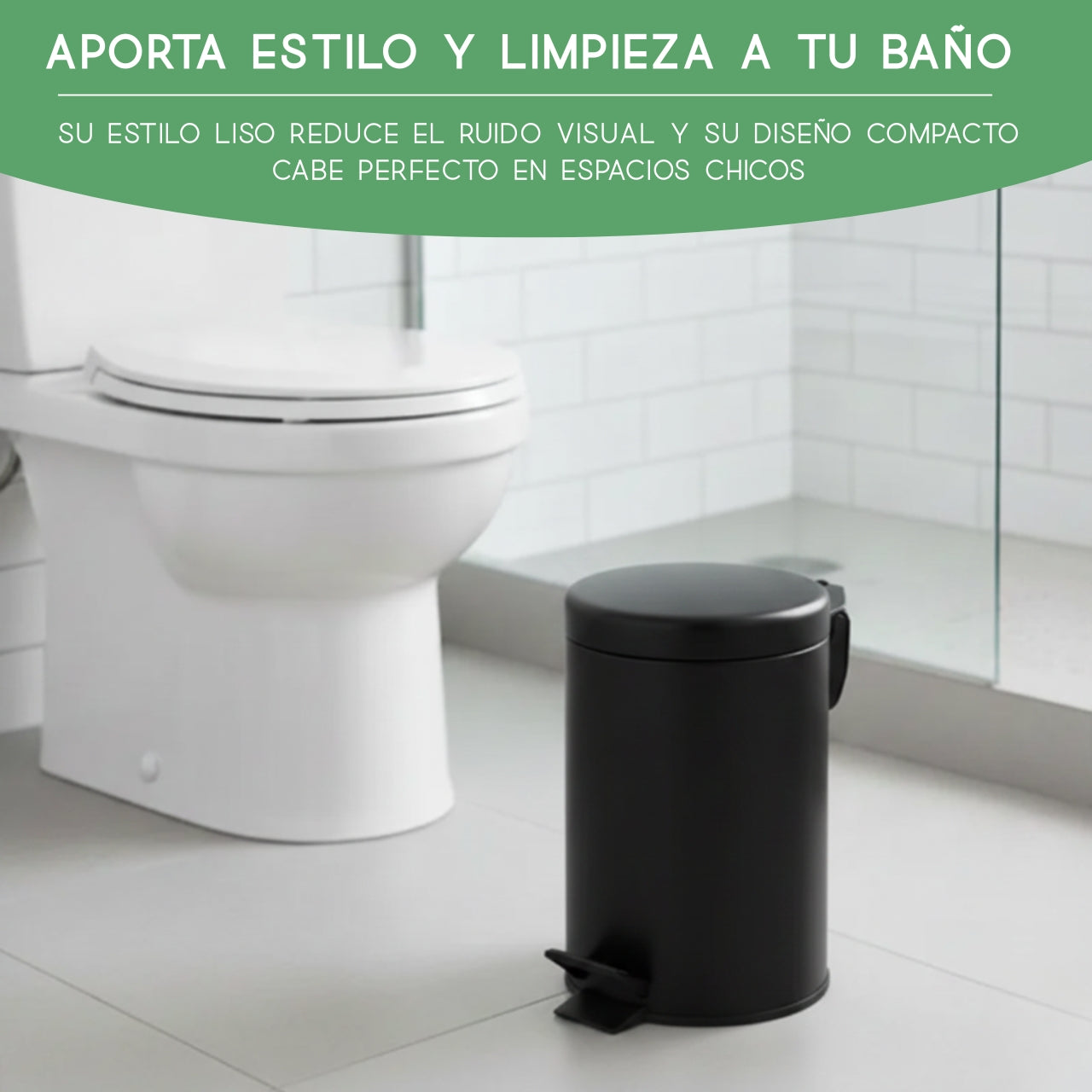 Cesto de Basura Acero Inoxidable Negro 5 Lts