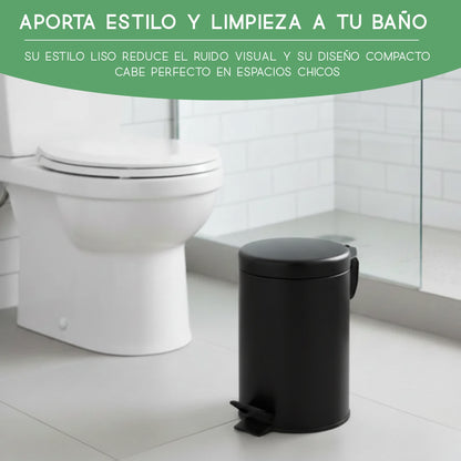 Cesto de Basura Acero Inoxidable Negro 5 Lts