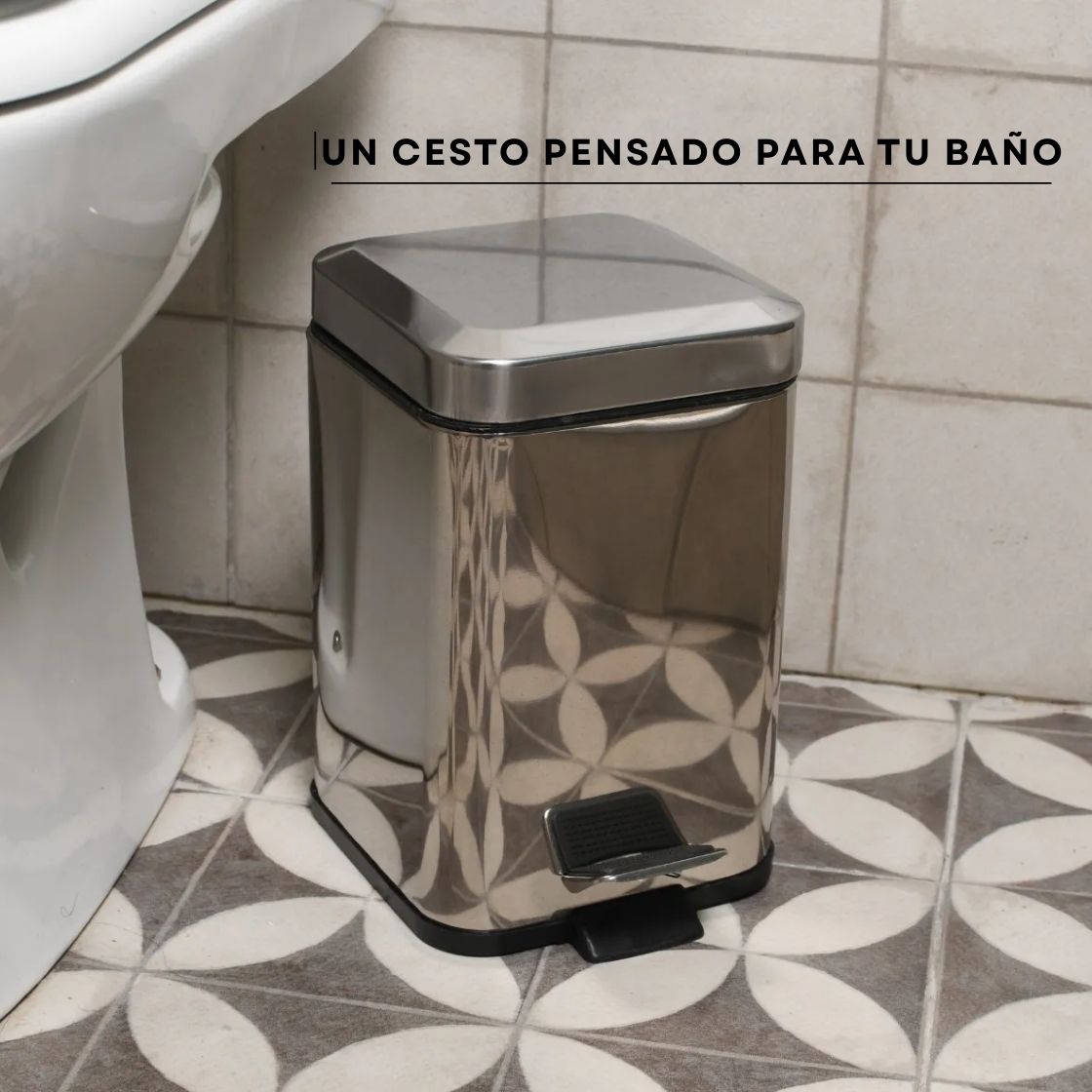 Combo Tachos De Basura Cesto Residuos Cuadrado Acero Inoxidable 6 Lts Y 20 Lts Set Baño Hogar Oficina
