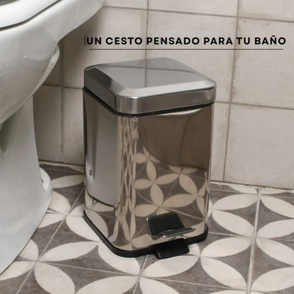 Combo Tachos De Basura Cesto Residuos Cuadrado Acero Inoxidable 6 Lts Y 20 Lts Set Baño Hogar Oficina