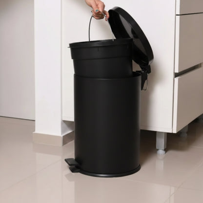 Cesto de Basura Acero Inoxidable Negro 20 Lts