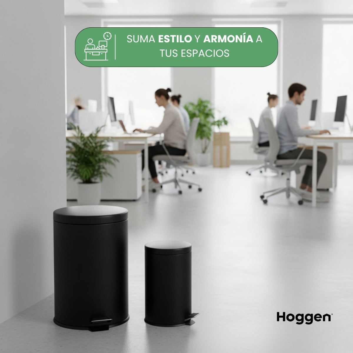 Set Cesto De Basura 5 Lts Y 20 Lts para Baño y Cocina Negro