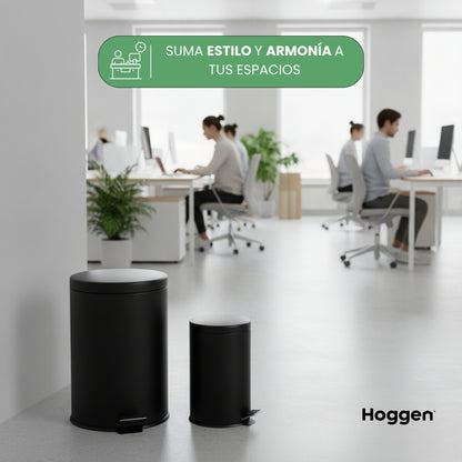 Set Cesto De Basura 5 Lts Y 20 Lts para Baño y Cocina Negro