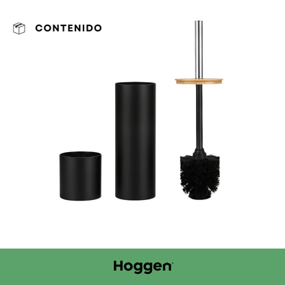 Escobilla Negra Redonda de Acero Inoxidable con Tapa de Madera