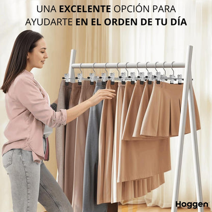 Perchas De Metal Reforzado con Broches Ajustables Pack x100
