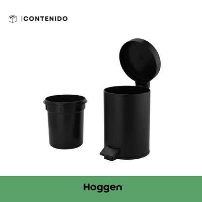 Cesto de Basura Acero Inoxidable Negro 5 Lts