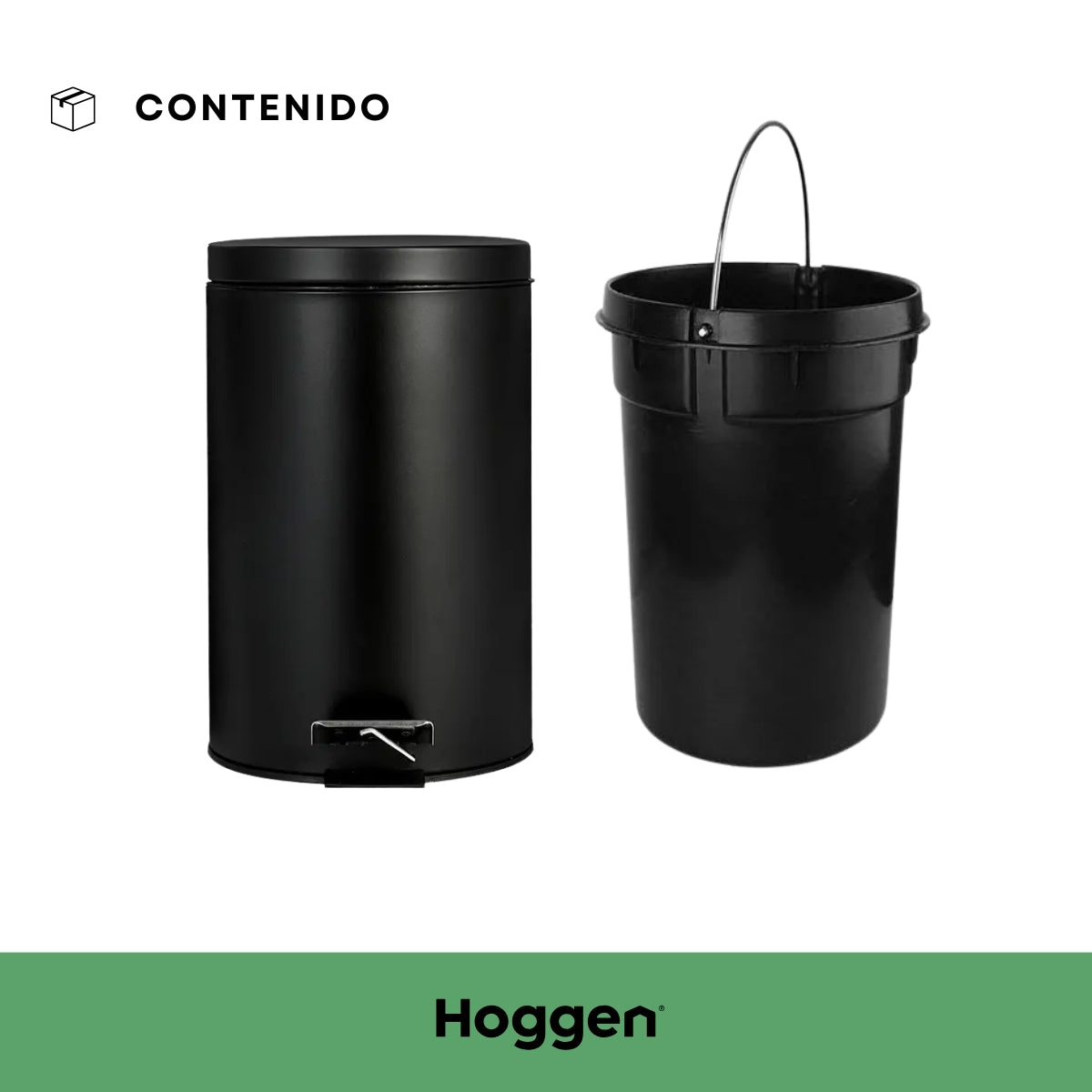 Cesto de Basura Acero Inoxidable Negro 12 Lts
