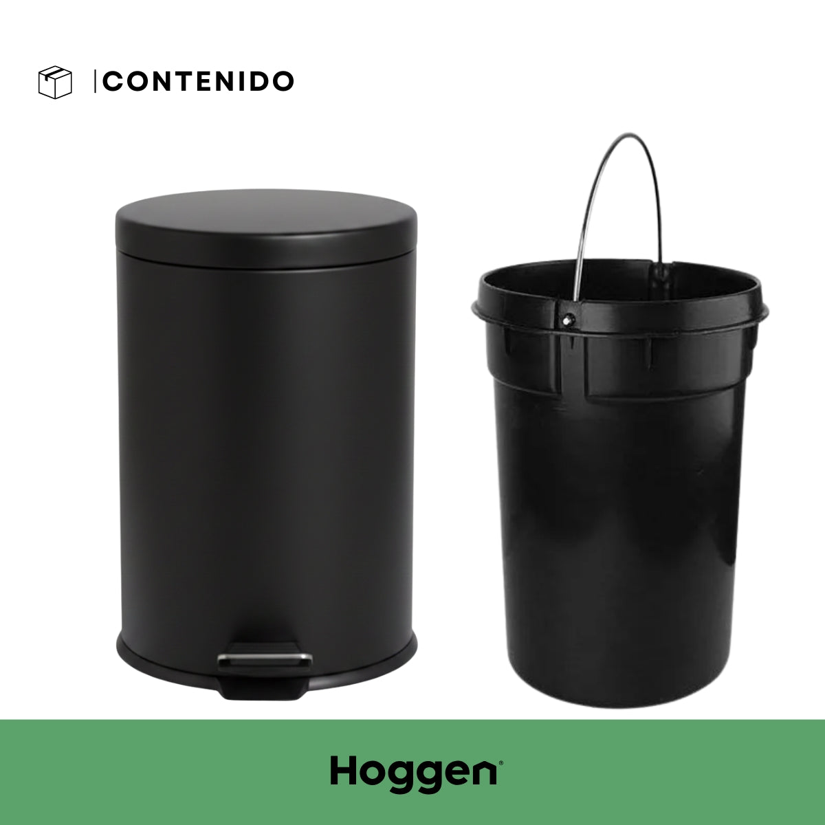 Cesto de Basura Acero Inoxidable Negro 20 Lts
