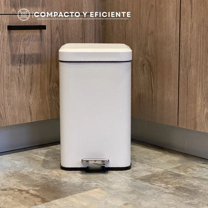 Combo Tachos De Basura Cesto Residuos Cuadrado Blanco Acero 3 Lts y 12 Lts Set Baño Hogar Oficina