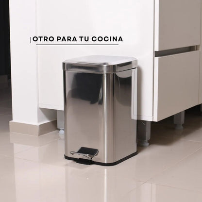 Combo Tachos De Basura Cesto Residuos Cuadrado Acero Inoxidable 6 Lts Y 20 Lts Set Baño Hogar Oficina