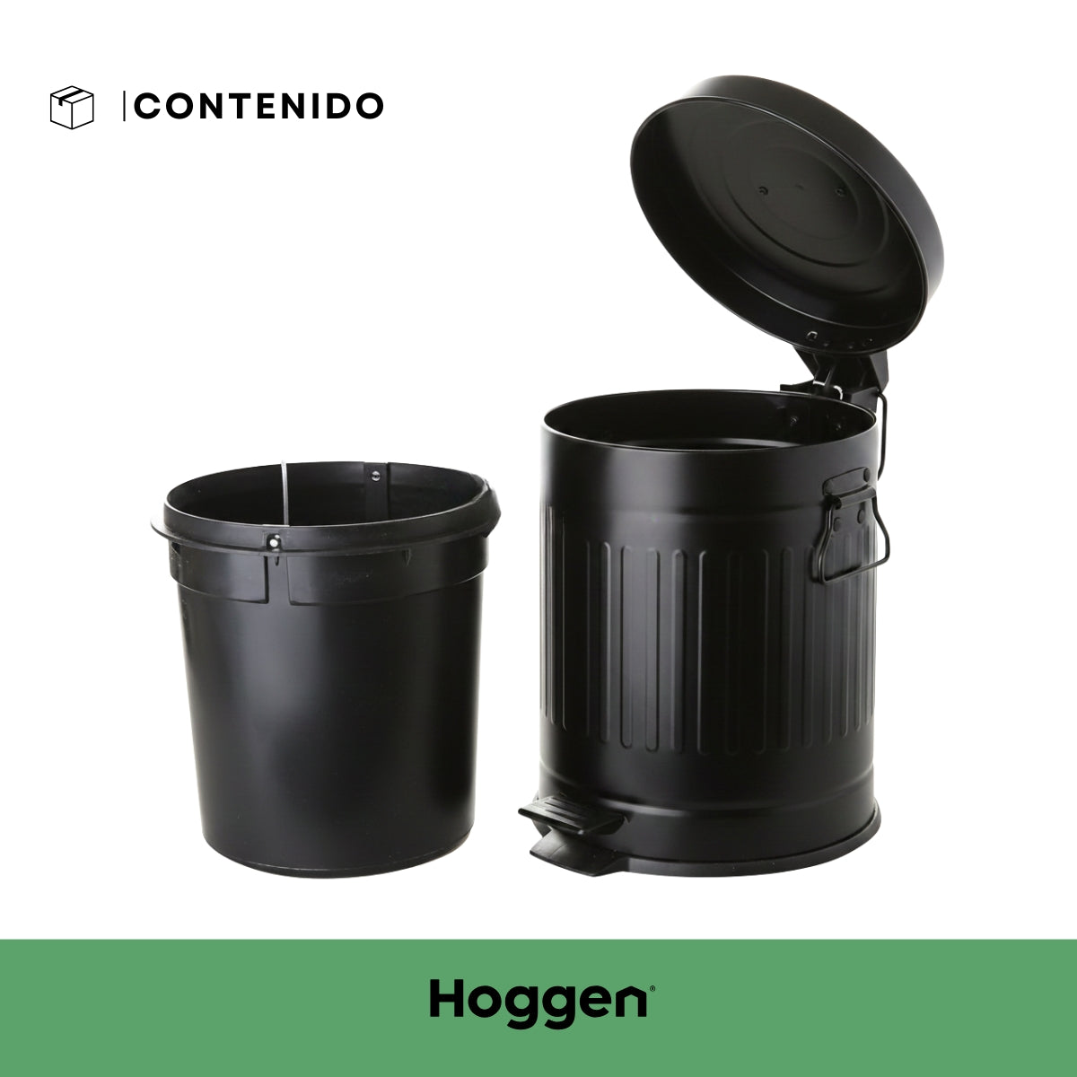 Cesto de Basura Redondo Negro Galvanizado 3 Lts