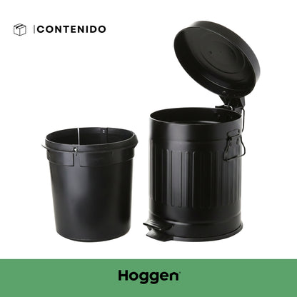 Cesto de Basura Redondo Negro Galvanizado 3 Lts