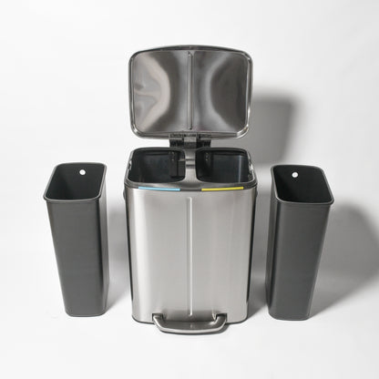 Tacho de basura doble de acero inoxidable 40 litros