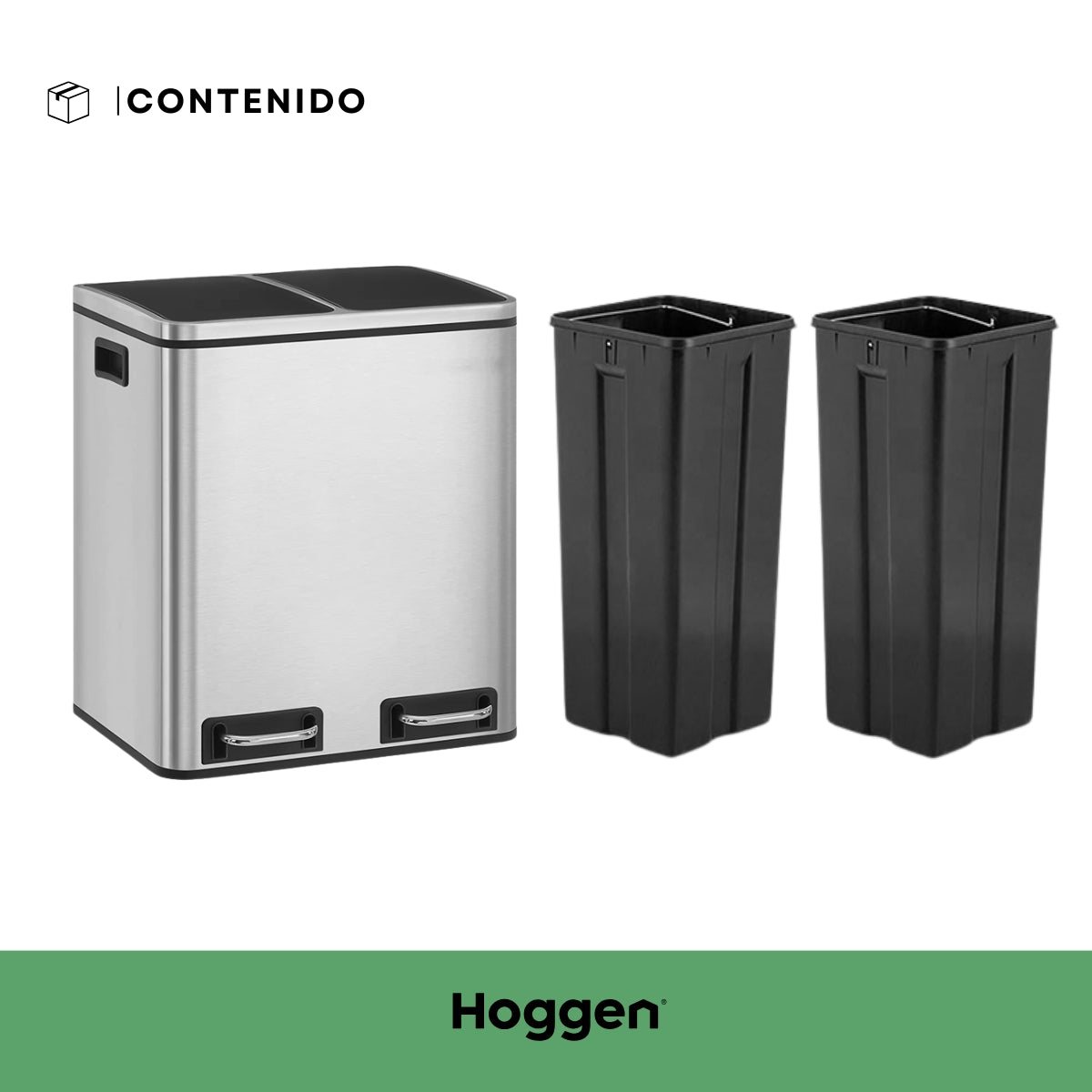 Cesto a pedal doble compartimento acero inoxidable 30 lts