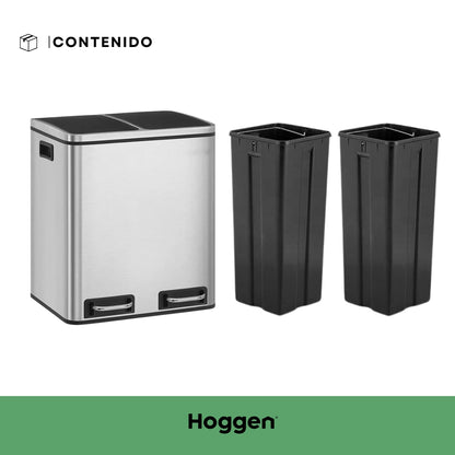 Cesto a pedal doble compartimento acero inoxidable 30 lts
