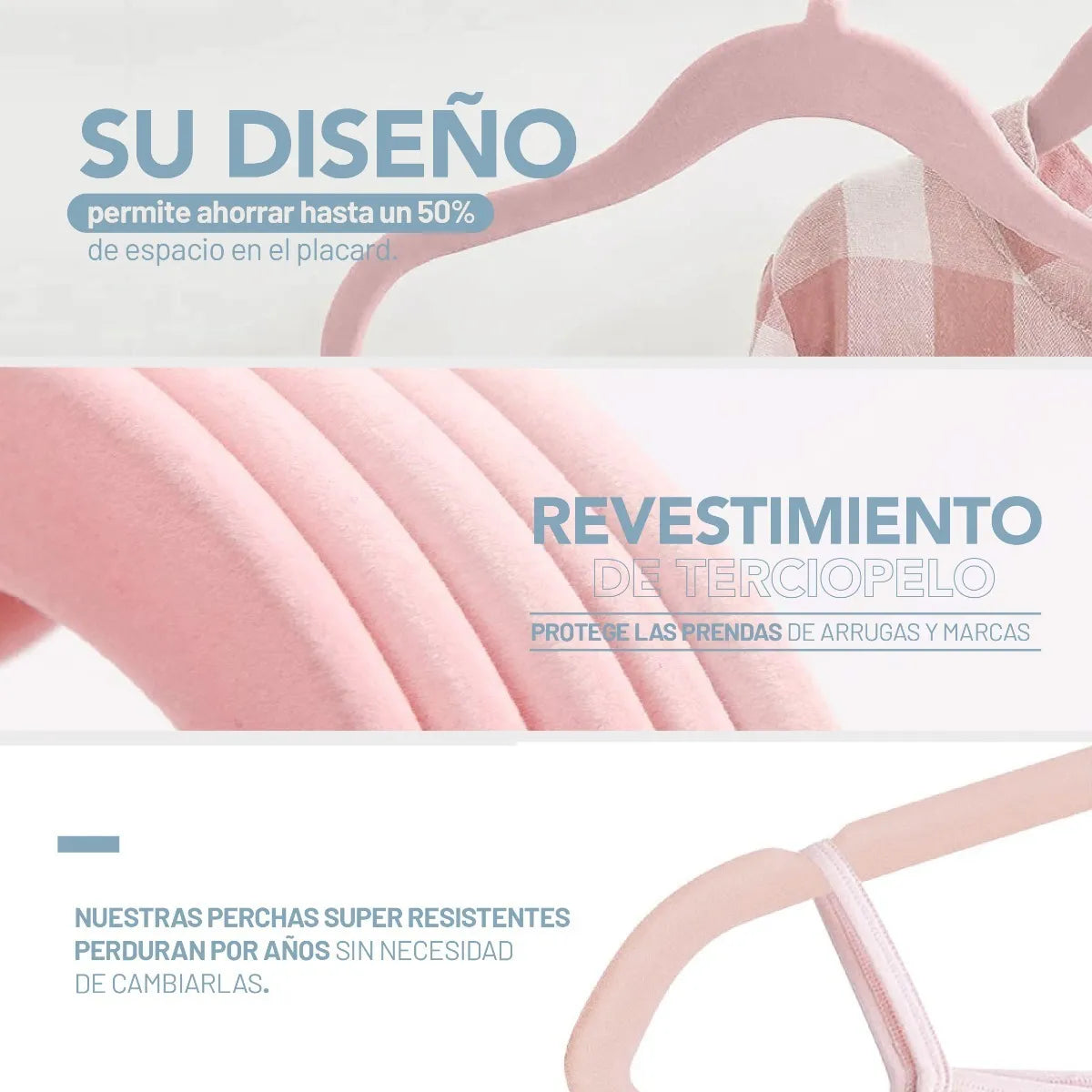 Perchas Terciopelo Kids Rosas X 10 Unidades