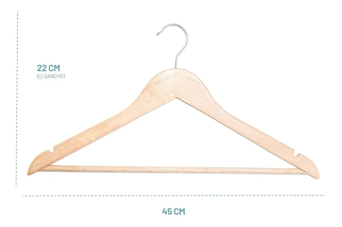 Perchas De Madera Lustrada X 5 Unidades