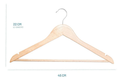 Perchas De Madera Lustrada X 5 Unidades