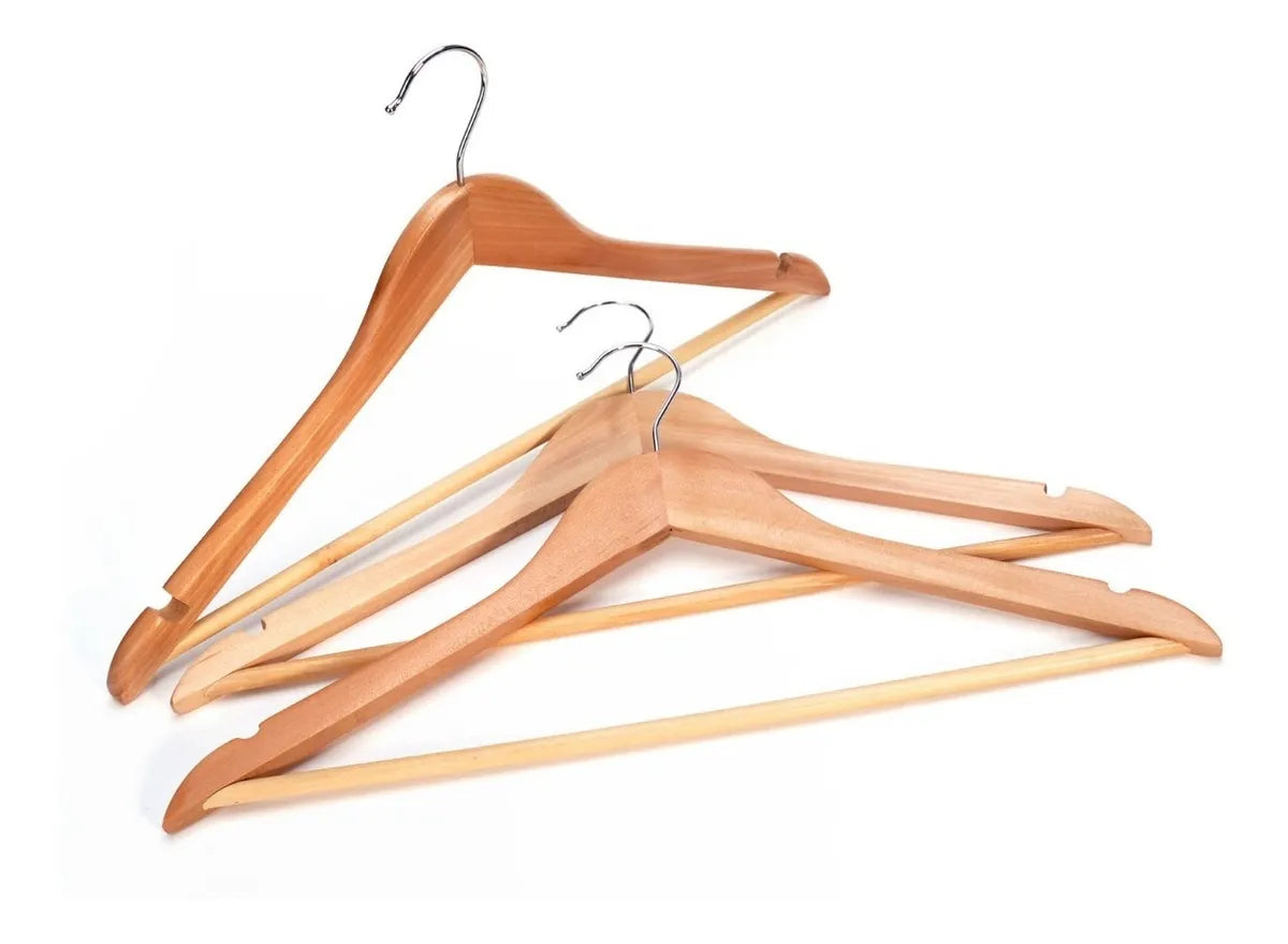 Perchas De Madera Lustrada X 5 Unidades