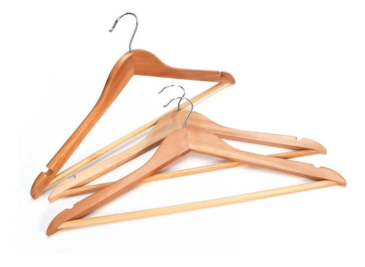 Perchas De Madera Lustrada X 100 Unidades