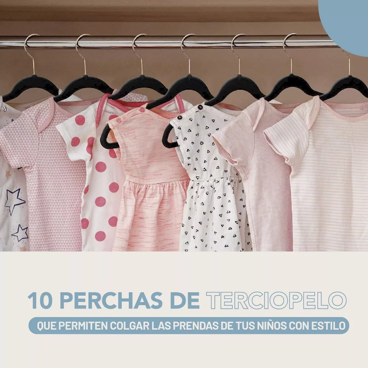 Perchas Terciopelo Negro Kids Niños Antideslizante X 20 Unidades