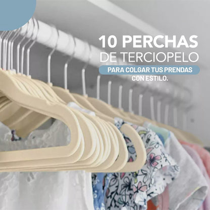 Perchas Terciopelo Beige para Adultos x 50 Unidades