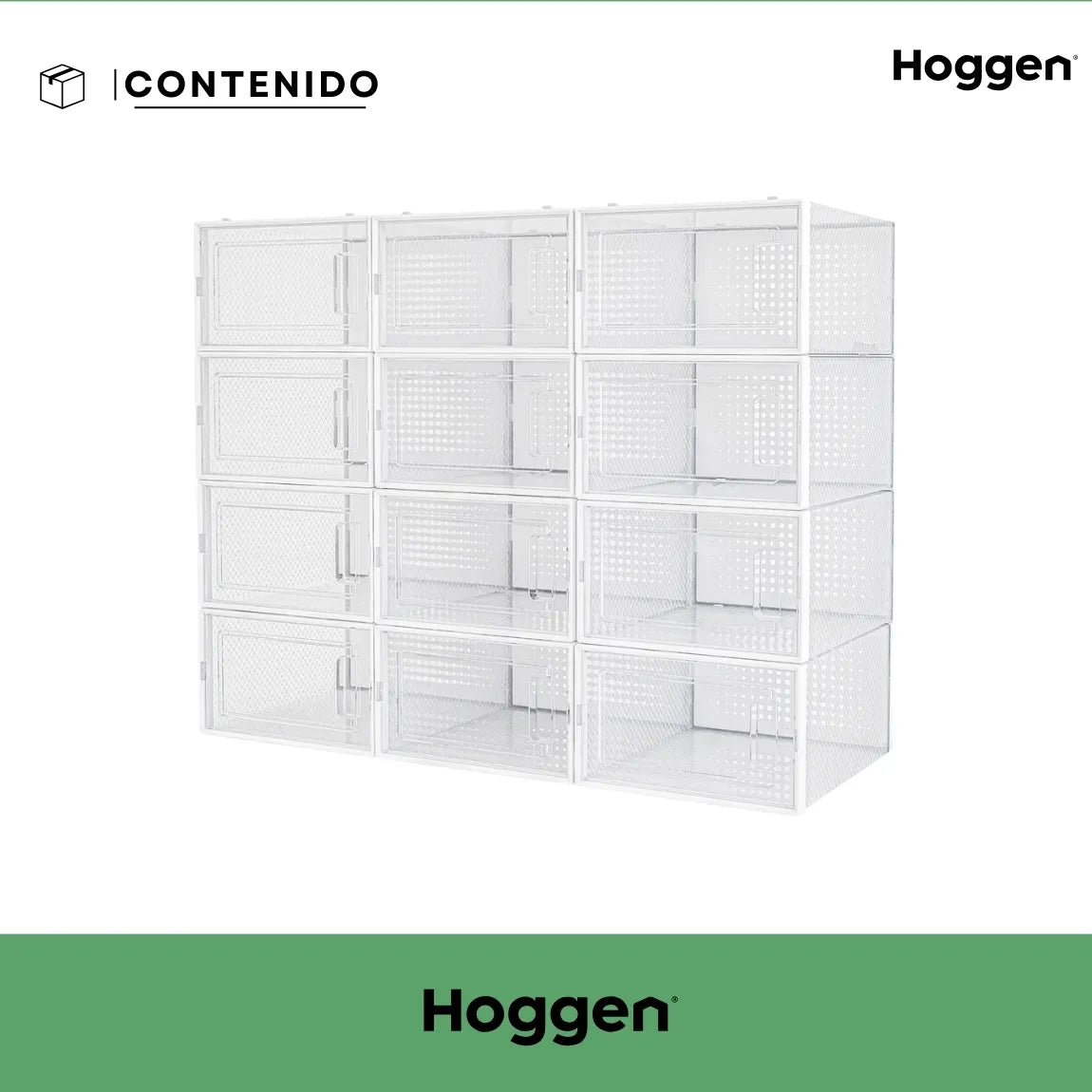Caja Organizadora Para Zapatos por 12 Unidades con Apertura Frontal Horizontal
