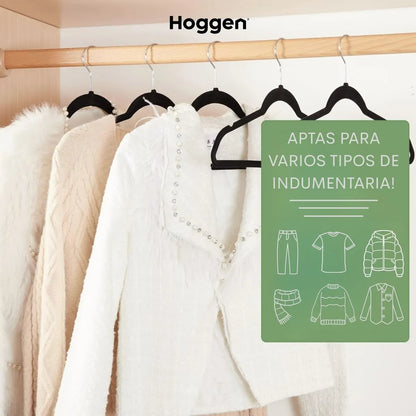 Perchas Terciopelo Adultos Antideslizante Negras X 100 Unidades