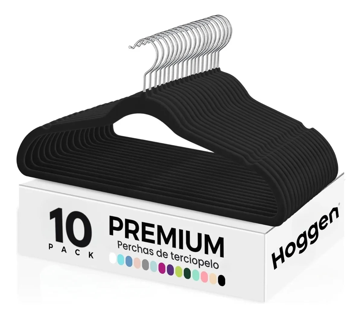 Perchas Terciopelo Adultos Antideslizante Negras X 10 Unidades