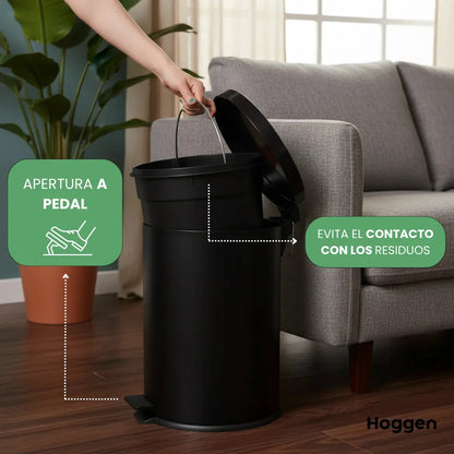 Set Cesto De Basura 3 Lts Y 12 Lts para Baño y Cocina Negro