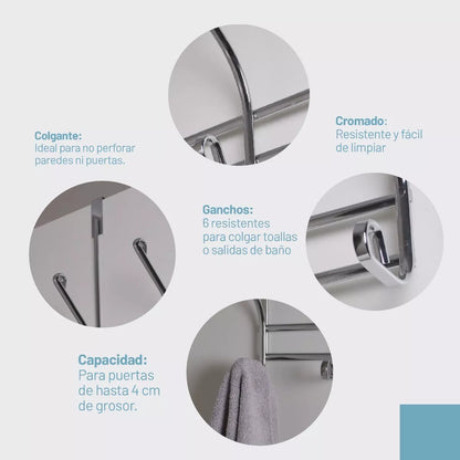 Perchero cromado para puerta