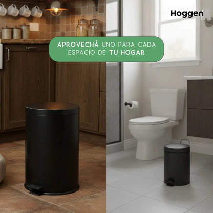 Set Cesto De Basura 3 Lts Y 12 Lts para Baño y Cocina Negro