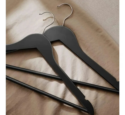 Perchas De Madera Lustrada Negro X 100 Unidades