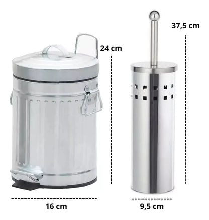 Cesto De Basura Vintage 3 Lts + Cepillo Escobilla Baño
