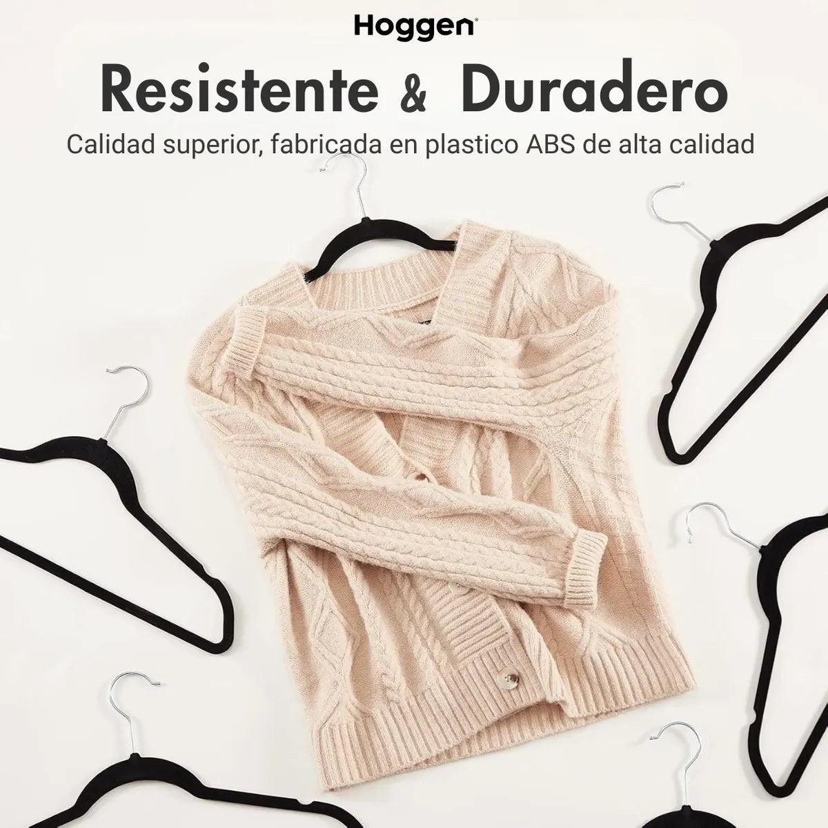 Perchas Terciopelo Adultos Antideslizante Negras X 100 Unidades