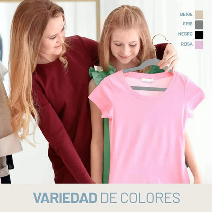 Perchas Terciopelo Gris Kids Niños Antideslizante X 20 Unidades